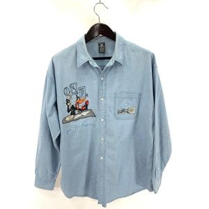 WARNER BROS Daffy Duck XL Shirt Denim Embroidered